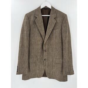 Walter Morton Vintage Suit Jacket Mens 41L Brown Tweed Wool Silk Linen Button